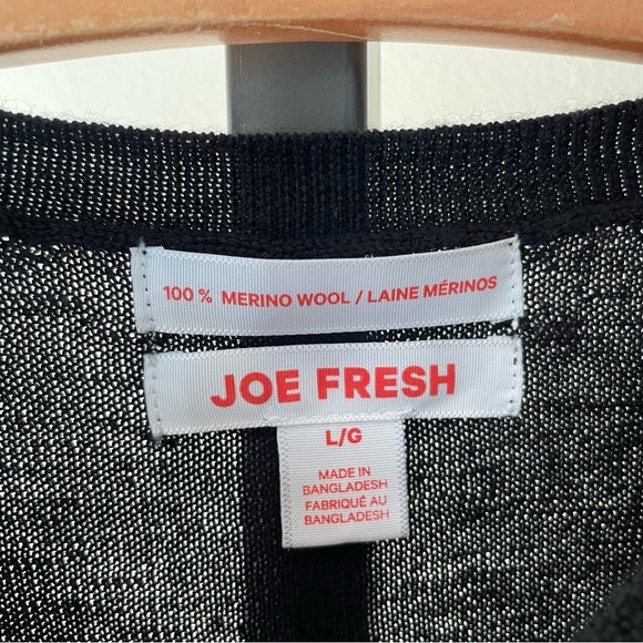 JF 100% Merino Wool Crewneck Knit Pullover Sweater Black Size Large - Picture 3 of 4